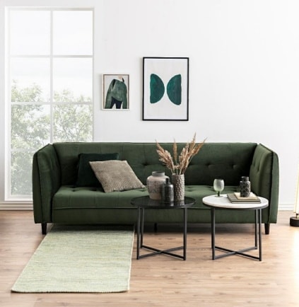 Zielona pikowana sofa welurowa Jonna Actona